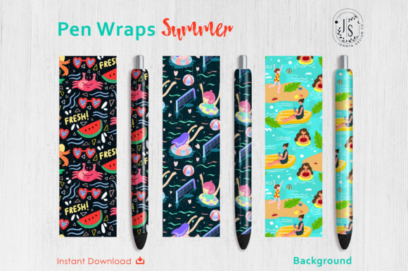 Download Summer Beach Pen Wraps PNG File Set - Pen wraps Collection