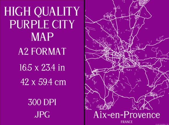Download Aix-en-Provence France | Purple City Map - Provence Collection