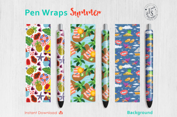 Download Summer Beach Pen Wraps PNG File Set - Pen wraps Collection