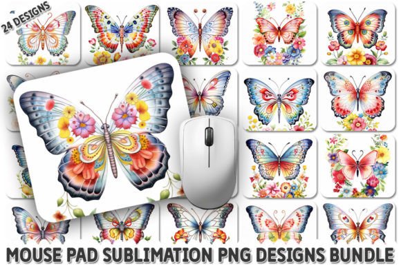 Download Butterfly and Flowers Mouse Pad Bundle - Mouse pad bundle Collection