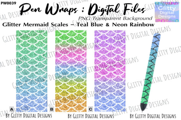Download Mermaid Scales Glitter Pen Wraps PNG - Pen wraps Collection