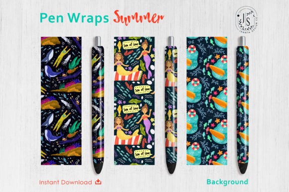 Download Summer Beach Pen Wraps PNG File Set - Pen wraps Collection