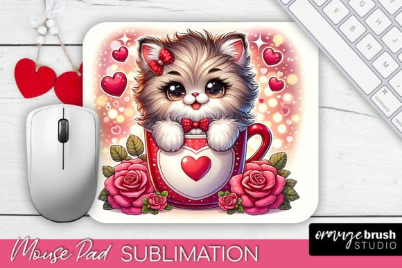 Download Valentines Mouse Pad Design Cute Cat PNG - Valentines mouse pad Collection